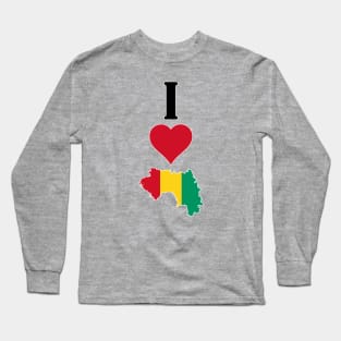 I Love Guinea Vertical I Heart Guinean National Flag Map Long Sleeve T-Shirt